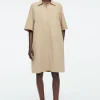 COS OVERSIZED OPEN-COLLAR SHIRT DRESS BEIGE Fashion