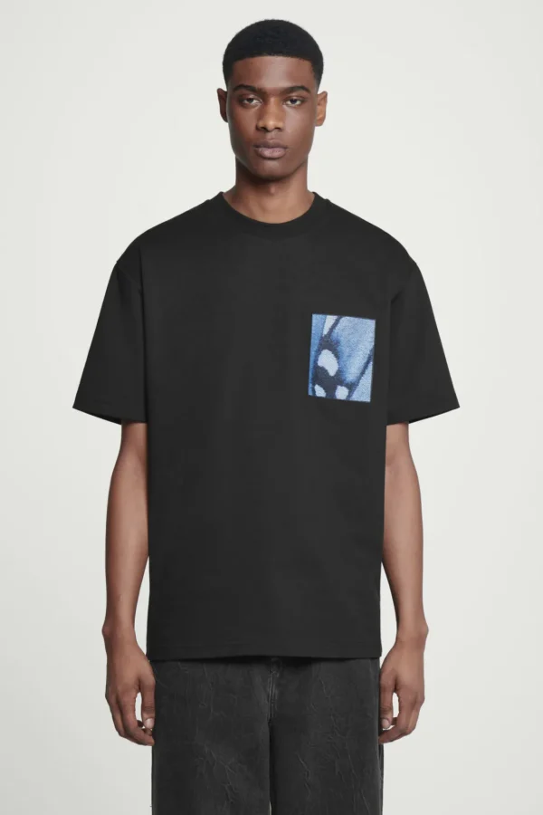 COS OVERSIZED PRINTED T-SHIRT BLACK / BLUE Best