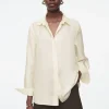 COS OVERSIZED PURE SILK SHIRT OFF-WHITE Best Sale