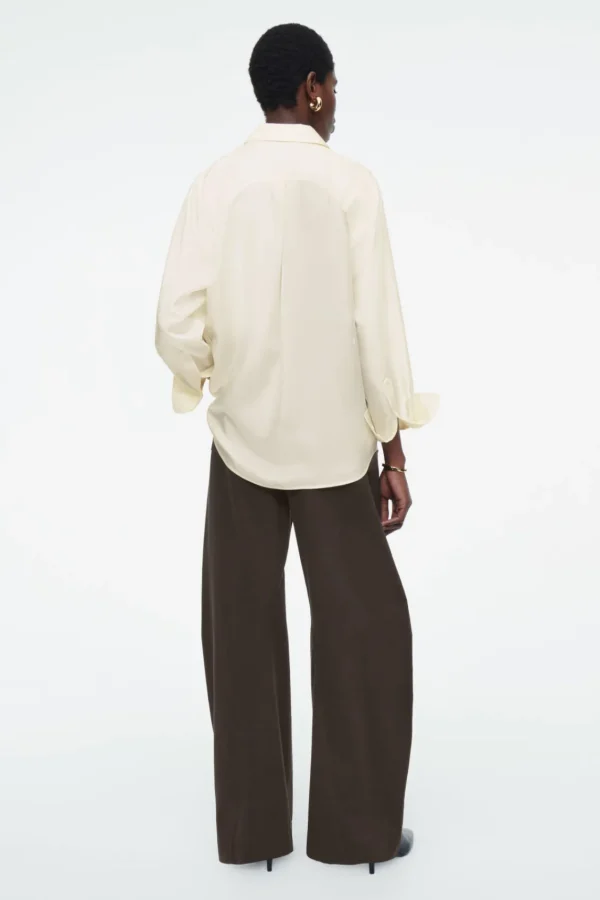 COS OVERSIZED PURE SILK SHIRT OFF-WHITE Best Sale