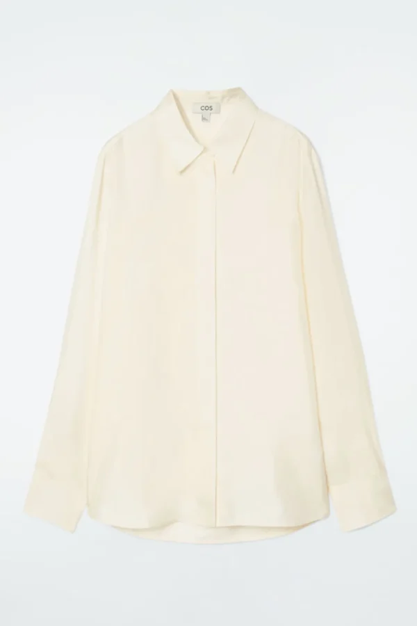 COS OVERSIZED PURE SILK SHIRT OFF-WHITE Best Sale