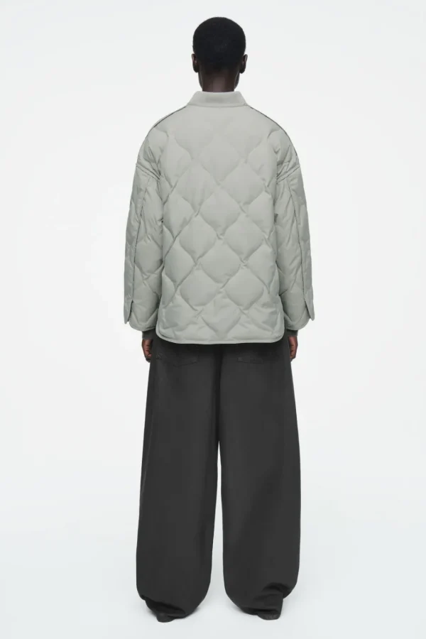 COS OVERSIZED QUILTED JACKET SAGE GREEN Fashion