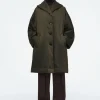 COS OVERSIZED SHAWL-COLLAR PADDED COAT KHAKI Cheap