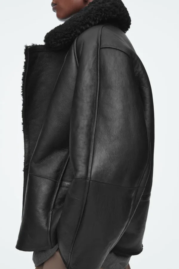 COS OVERSIZED SHEARLING AVIATOR JACKET BLACK Shop