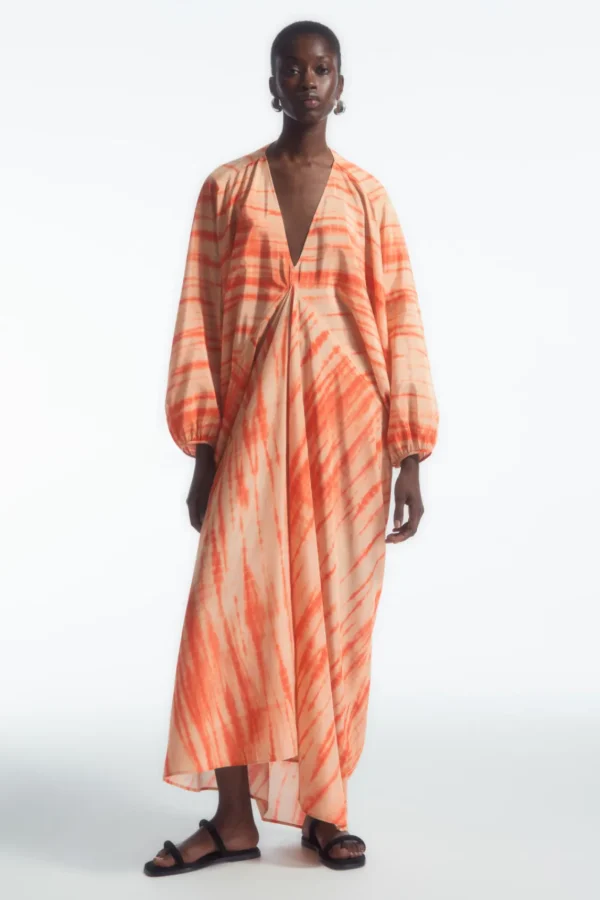 COS OVERSIZED SILK KAFTAN DRESS ORANGE Best