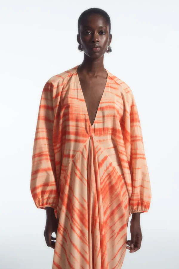 COS OVERSIZED SILK KAFTAN DRESS ORANGE Best