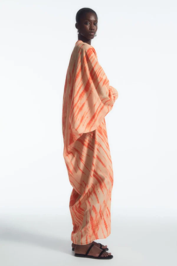 COS OVERSIZED SILK KAFTAN DRESS ORANGE Best