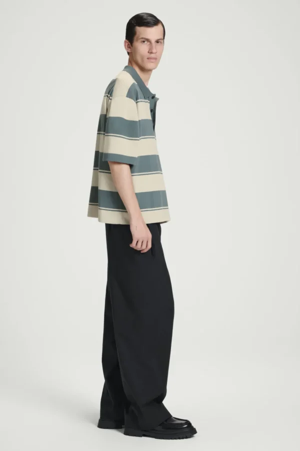 COS OVERSIZED STRIPED POLO SHIRT TURQUOISE / STRIPED Fashion