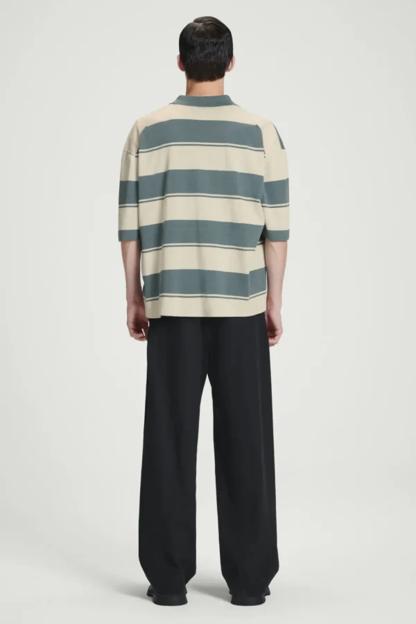 COS OVERSIZED STRIPED POLO SHIRT TURQUOISE / STRIPED Fashion