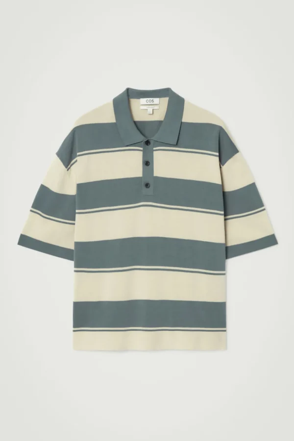 COS OVERSIZED STRIPED POLO SHIRT TURQUOISE / STRIPED Fashion