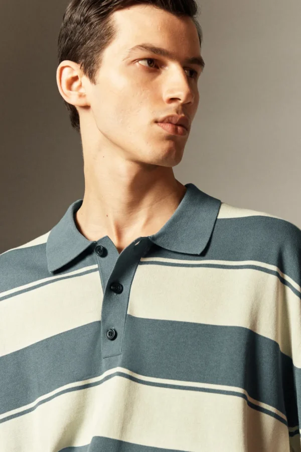 COS OVERSIZED STRIPED POLO SHIRT TURQUOISE / STRIPED Fashion