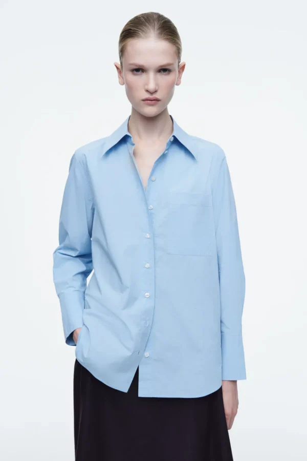 COS OVERSIZED TAILORED SHIRT LIGHT BLUE Flash Sale