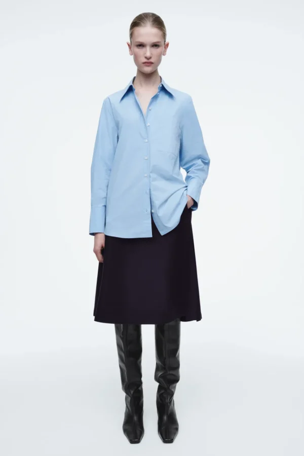 COS OVERSIZED TAILORED SHIRT LIGHT BLUE Flash Sale