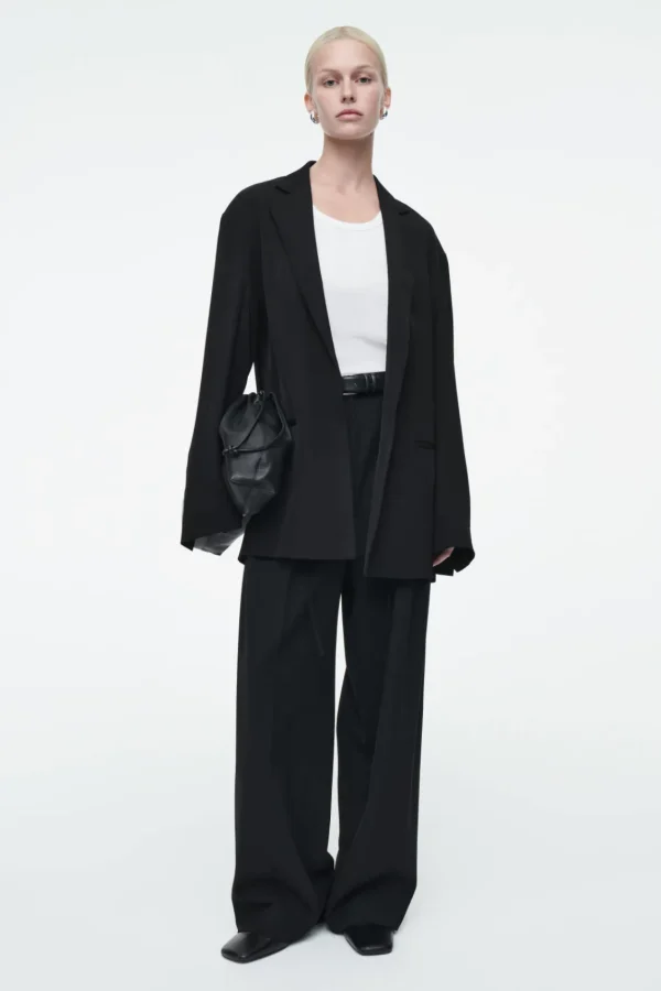 COS OVERSIZED TIE-FRONT BLAZER BLACK Fashion