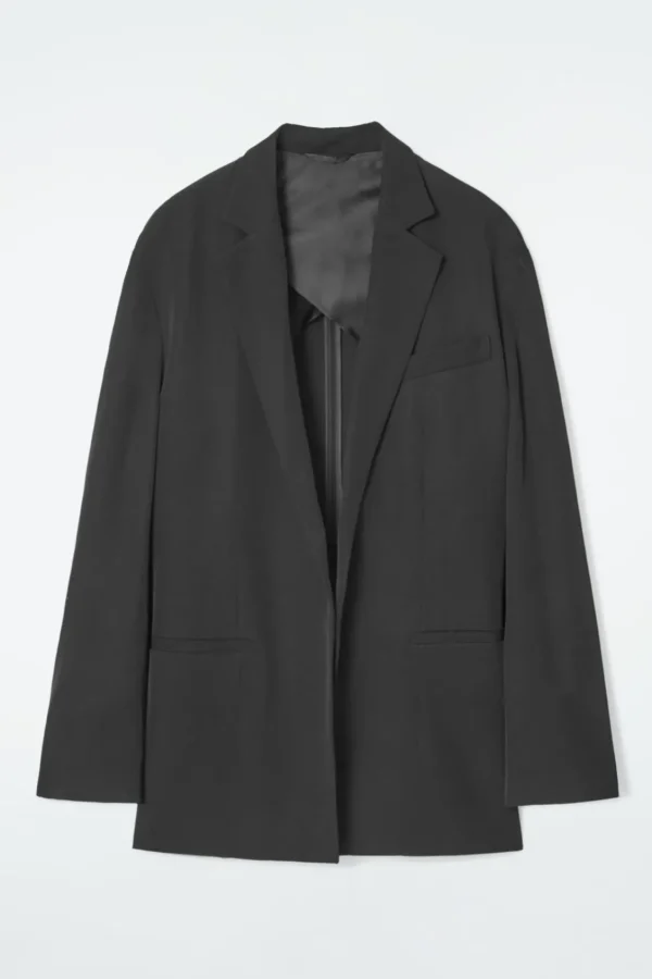 COS OVERSIZED TIE-FRONT BLAZER BLACK Fashion