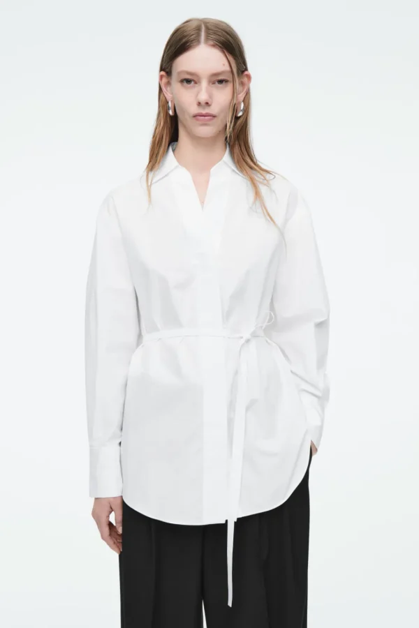 COS OVERSIZED TIE-WAIST SHIRT WHITE Online