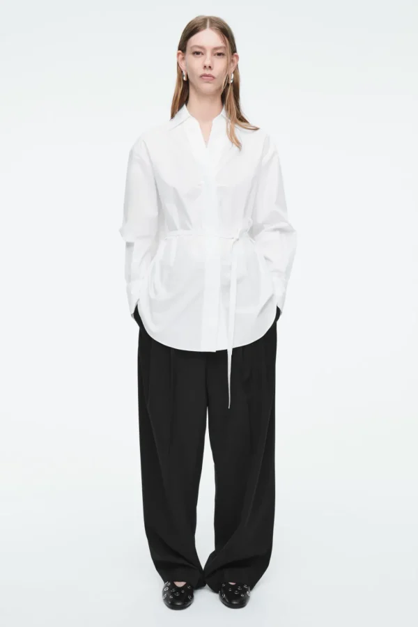 COS OVERSIZED TIE-WAIST SHIRT WHITE Online