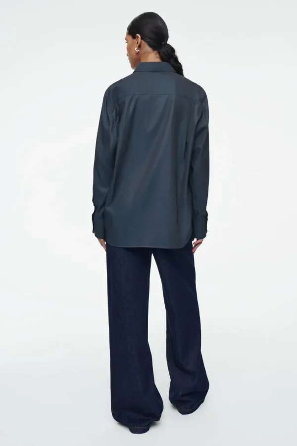 COS OVERSIZED TWILL SHIRT NAVY New