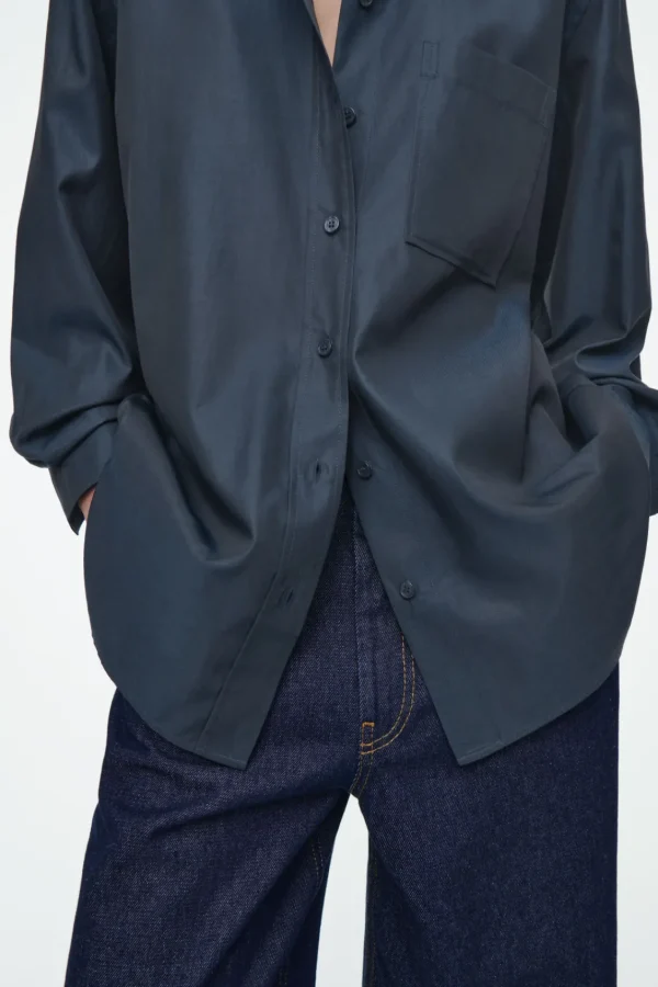 COS OVERSIZED TWILL SHIRT NAVY New