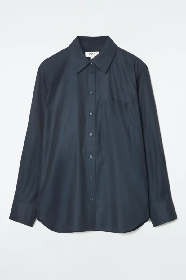 COS OVERSIZED TWILL SHIRT NAVY New