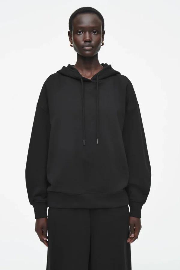 COS OVRESIZED JERSEY HOODIE BLACK Discount