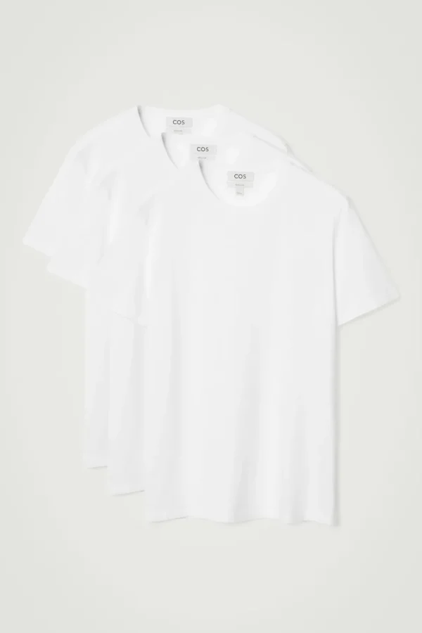 COS 3-PACK REGULAR COTTON T-SHIRTS white Clearance