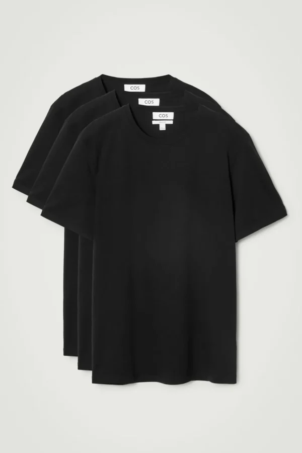 COS 3-PACK REGULAR COTTON T-SHIRTS black Clearance