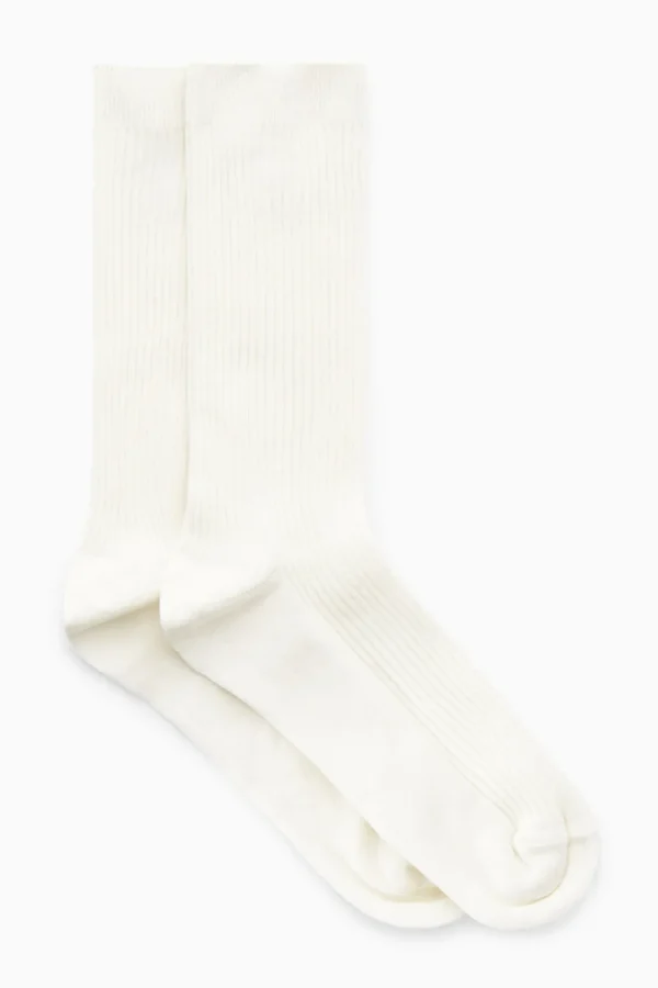 COS 2-PACK RIBBED SOCKS CREAM Cheap