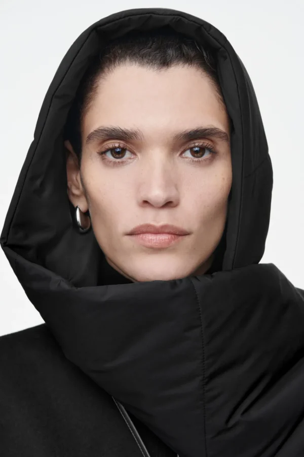 COS PADDED HYBRID HOODED SCARF BLACK Online