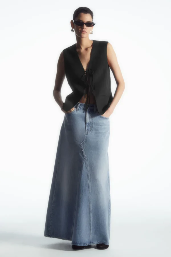 COS PANELED DENIM MAXI SKIRT BLUE Online