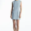 COS PANELED DENIM MINI DRESS LIGHT BLUE Hot