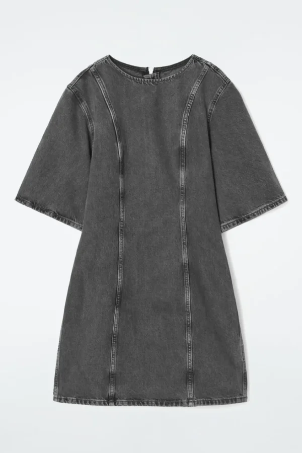 COS PANELED DENIM MINI DRESS BLACK Best Sale