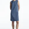 COS PANELED DENIM SHIFT DRESS BLUE Hot