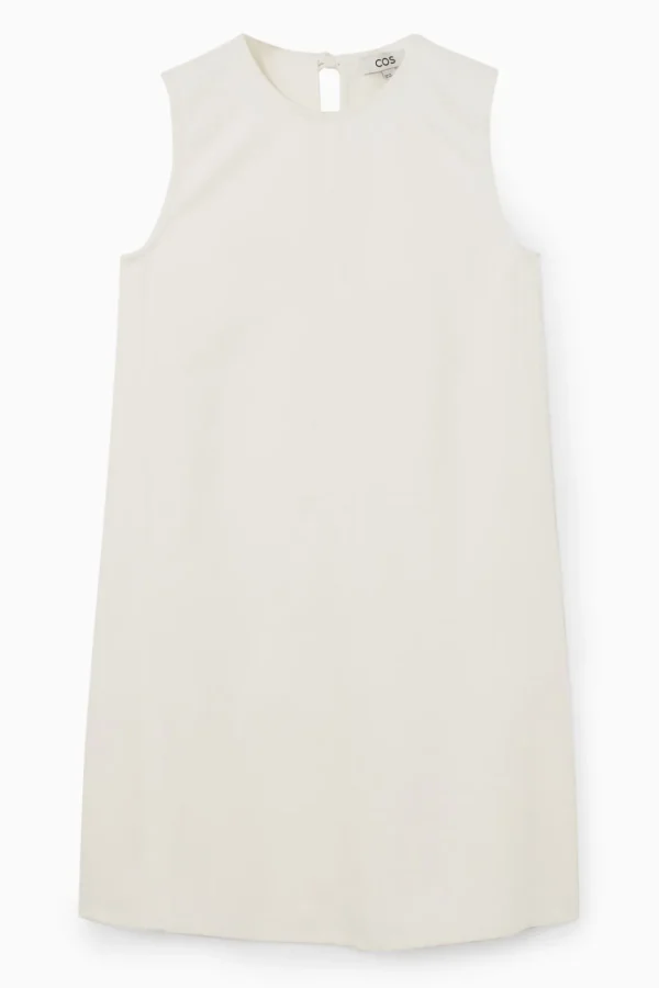 COS PANELED DENIM SHIFT DRESS WHITE Discount