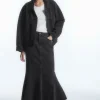 COS PANELED FLARED DENIM SKIRT BLACK Shop