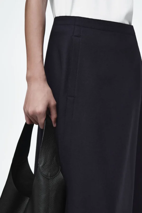 COS PANELLED WOOL MIDI SKIRT NAVY Hot