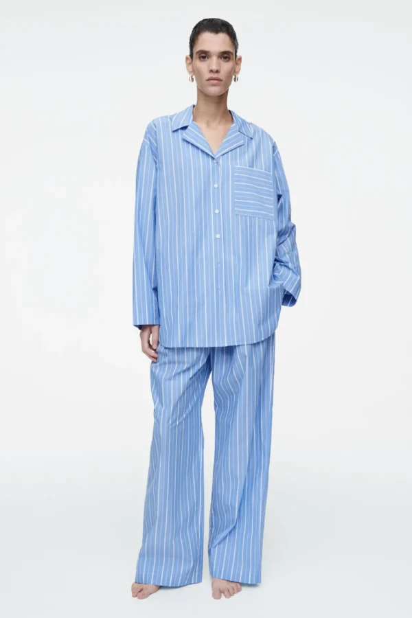 COS PINSTRIPED COTTON PAJAMA PANTS BLUE / PINSTRIPED Online