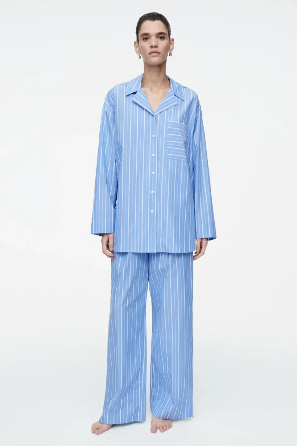 COS PINSTRIPED COTTON PAJAMA SHIRT BLUE / PINSTRIPED New