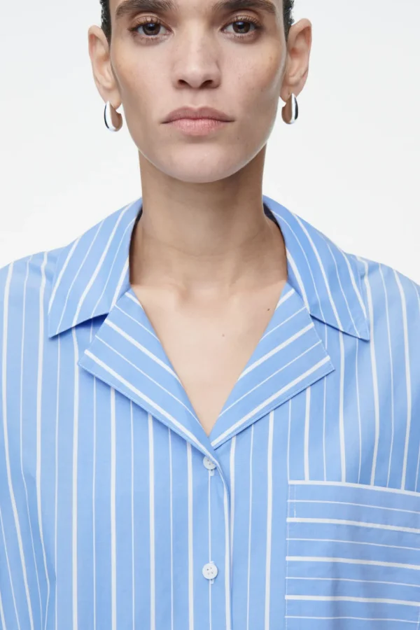 COS PINSTRIPED COTTON PAJAMA SHIRT BLUE / PINSTRIPED New