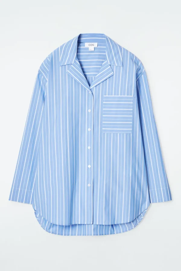 COS PINSTRIPED COTTON PAJAMA SHIRT BLUE / PINSTRIPED New