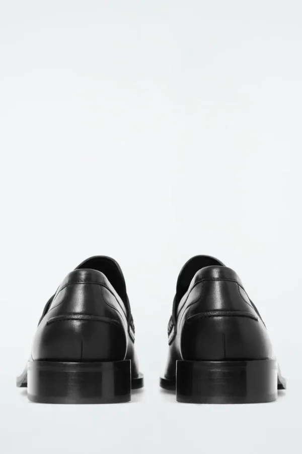 COS PINTUCKED LEATHER PENNY LOAFERS BLACK Cheap