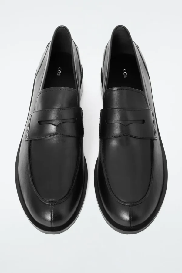 COS PINTUCKED LEATHER PENNY LOAFERS BLACK Cheap