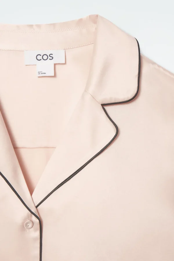 COS PIPED SILK PAJAMA SHIRT APRICOT Cheap