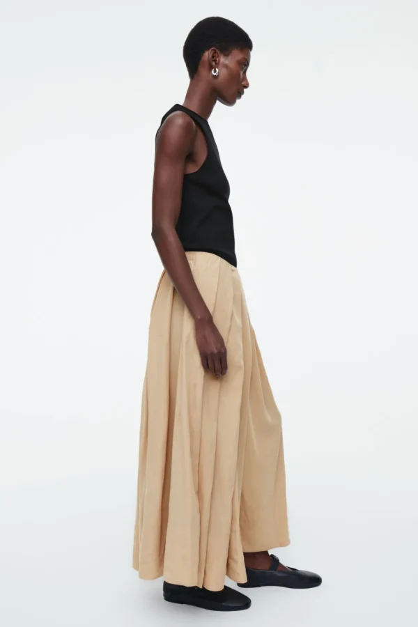 COS PLEATED A-LINE MIDI SKIRT BEIGE Fashion