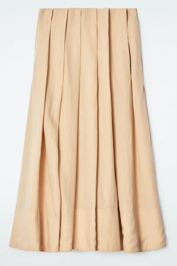 COS PLEATED A-LINE MIDI SKIRT BEIGE Fashion