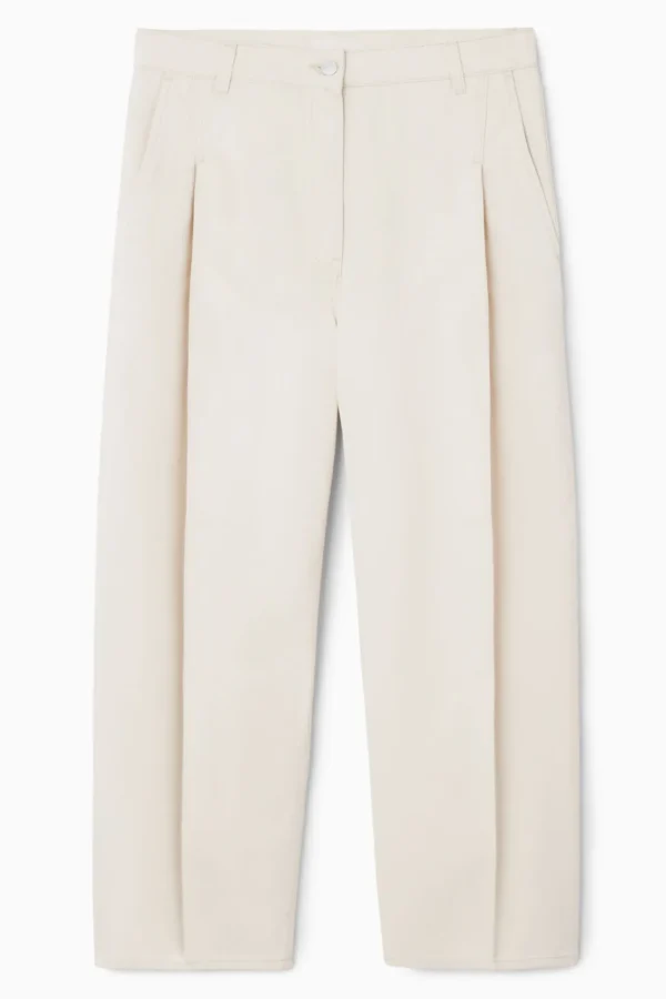 COS PLEATED BARREL-LEG DENIM PANTS CREAM Discount