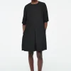 COS PLEATED COTTON MINI DRESS BLACK Flash Sale