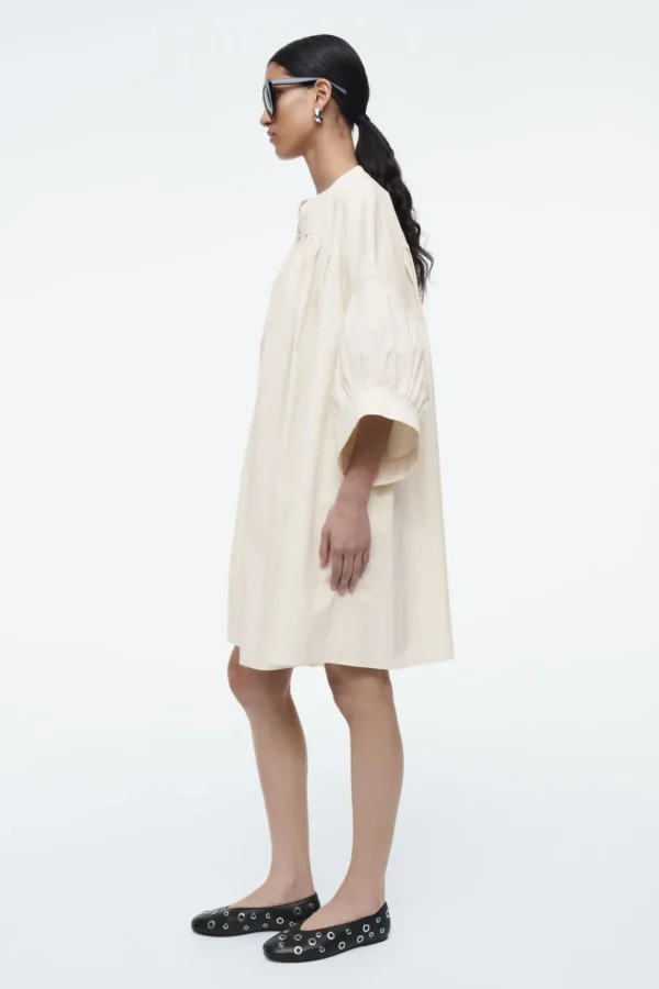 COS PLEATED MINI TUNIC DRESS WHITE Best