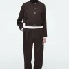 COS PLEATED WOOL-BLEND TAPERED PANTS DARK BROWN Fashion