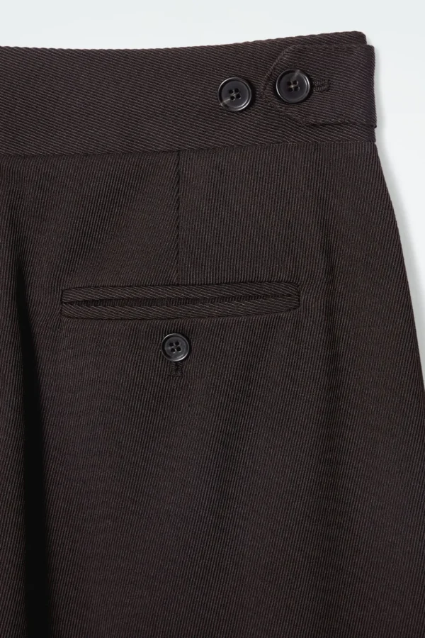 COS PLEATED WOOL-BLEND TAPERED PANTS DARK BROWN Fashion